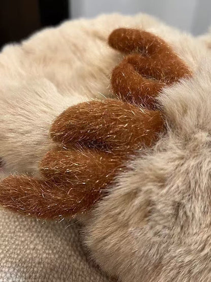 Cute Fuzzy Reindeer Antlers Soft Winter Scarf