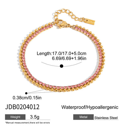 Gold Plated Charm Linked Chain Strand Bracelet