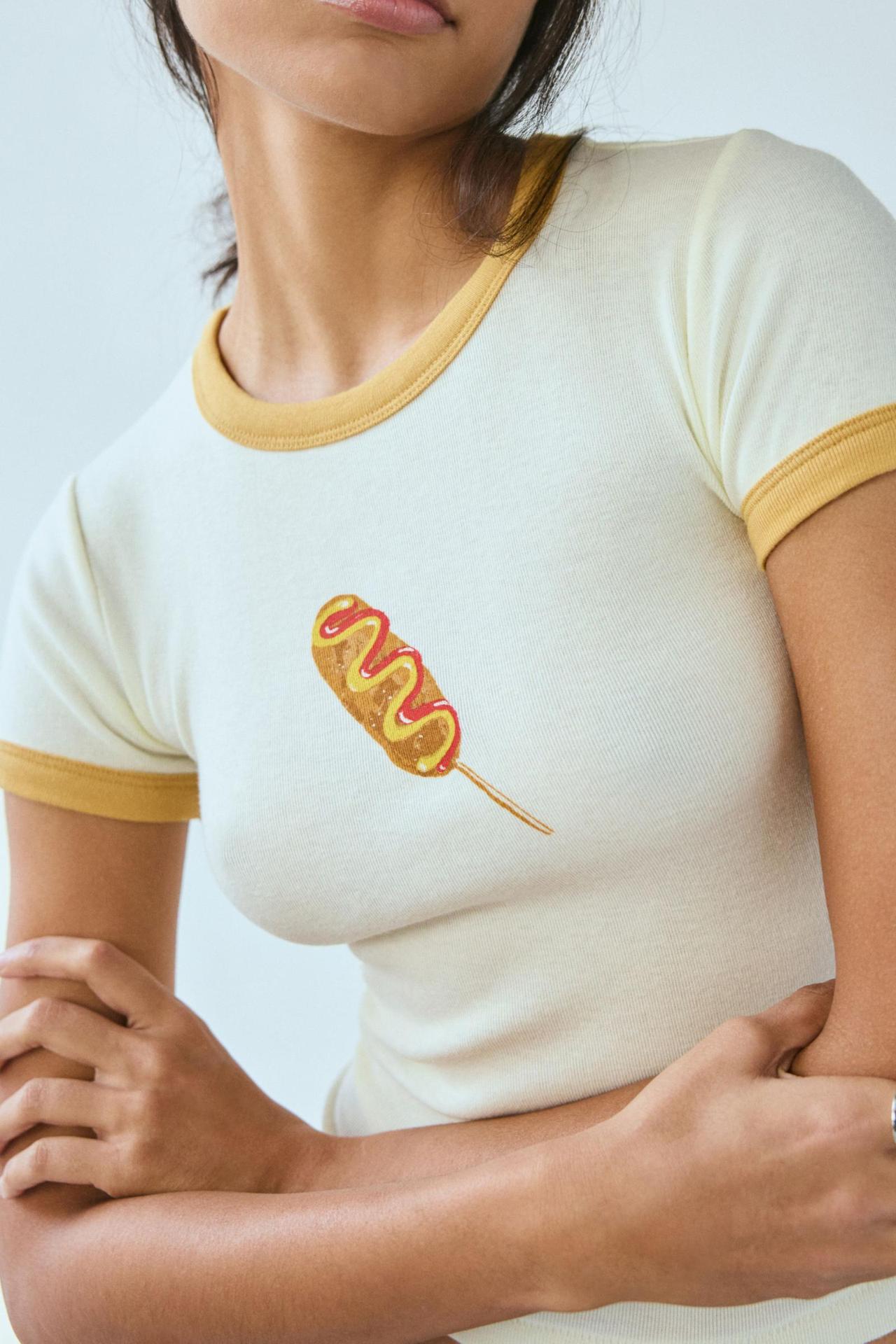 Color Block Print Ribbed Slim Tops