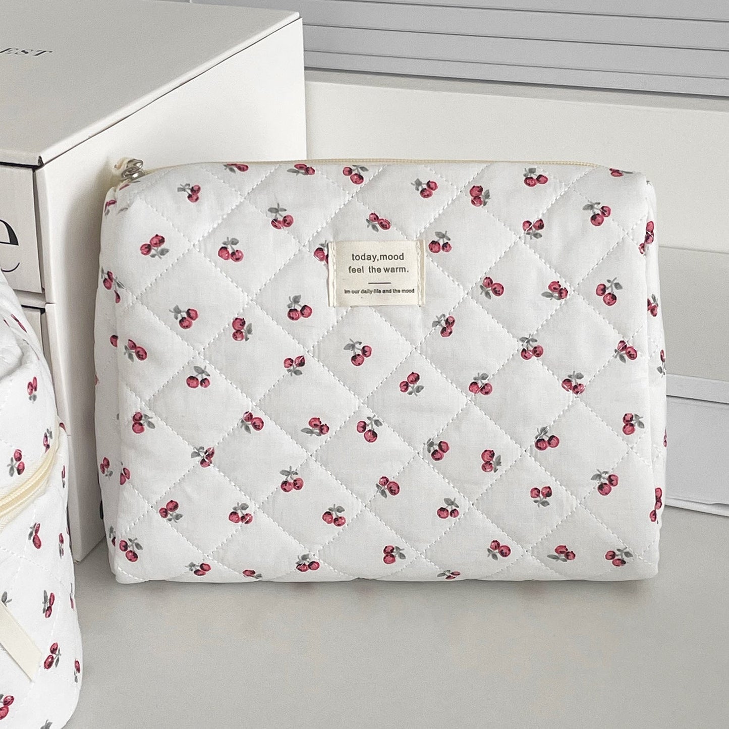 Sweet Cherry Print Make Up Bag