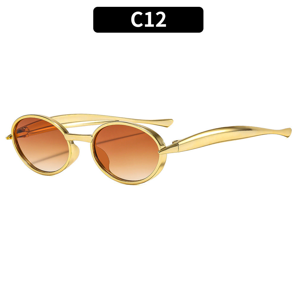 Trendy Oval Frame Sunglasses UV400 Protection for Outdoor Activities