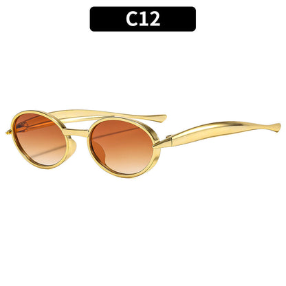 Trendy Oval Frame Sunglasses UV400 Protection for Outdoor Activities