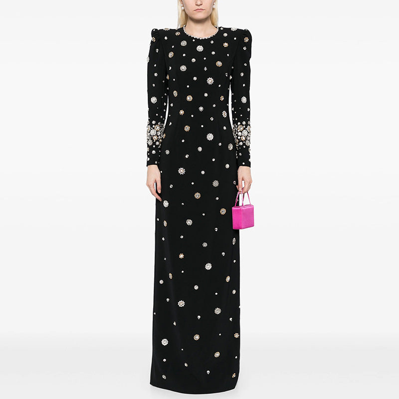 Beaded Bodycon Maxi Dress Elegant Stylish