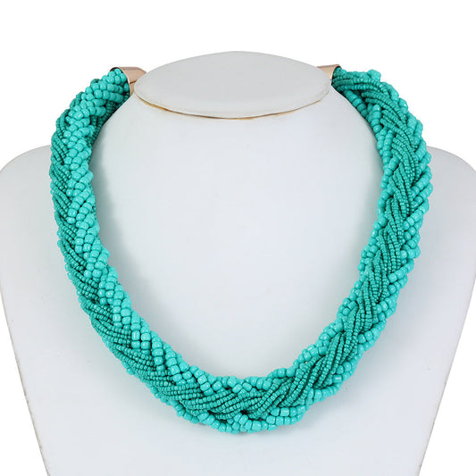 Colorful Multi-Layer Beaded Statement Necklace Set