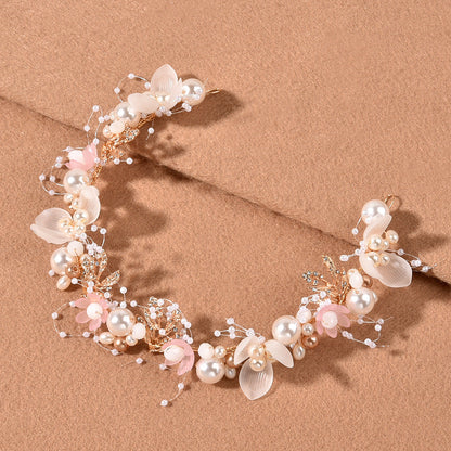 Bridal Pearl Handcrafted Wrist Flower and Headband Set