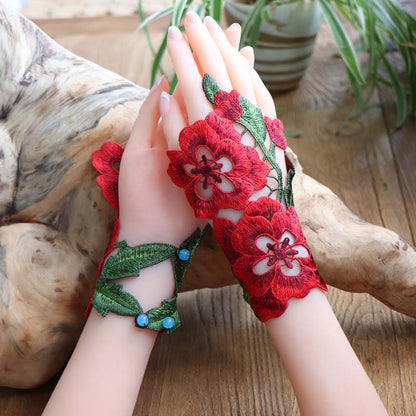 National Style Hollow Embroidery Gloves