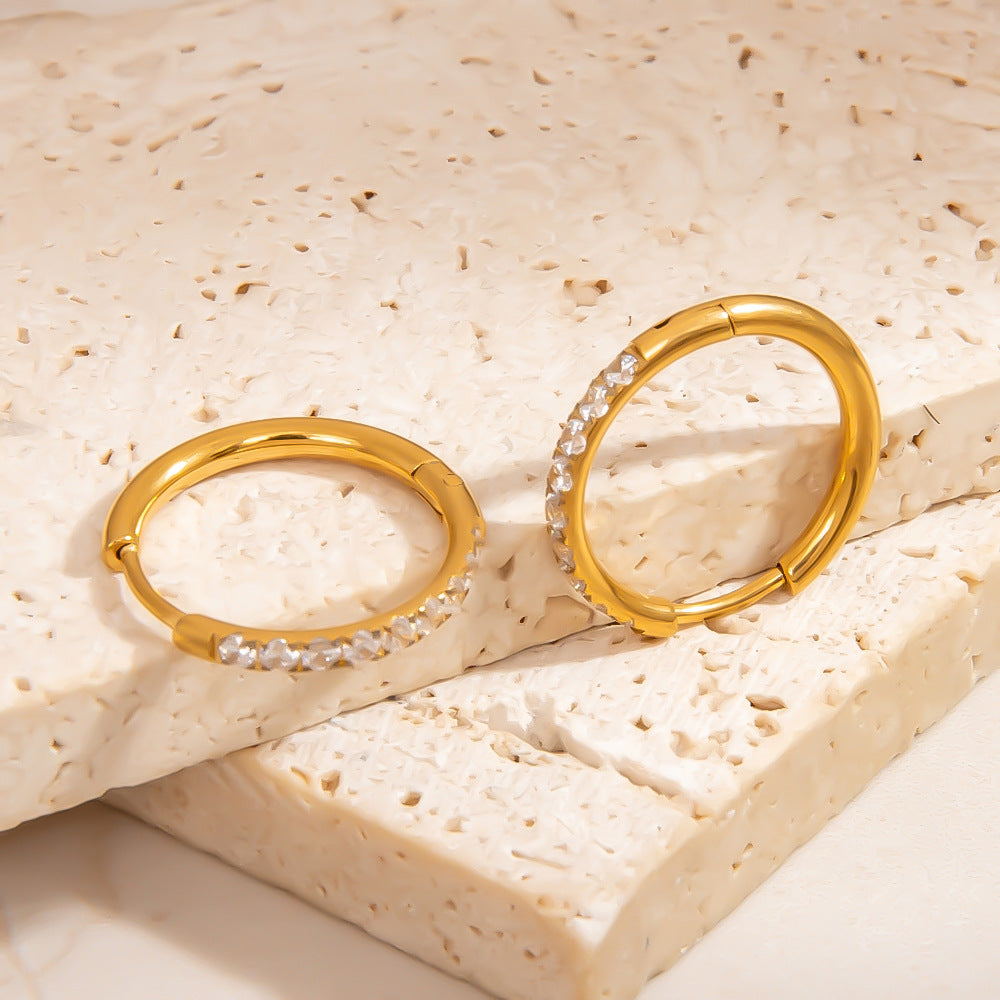 Geometric Stainless Steel Earrings Elegant Design 18K Gold Plated