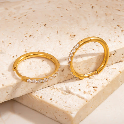 Geometric Stainless Steel Earrings Elegant Design 18K Gold Plated