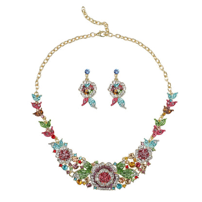 Exaggerated Rose Flower Necklace and Earring Set for Women