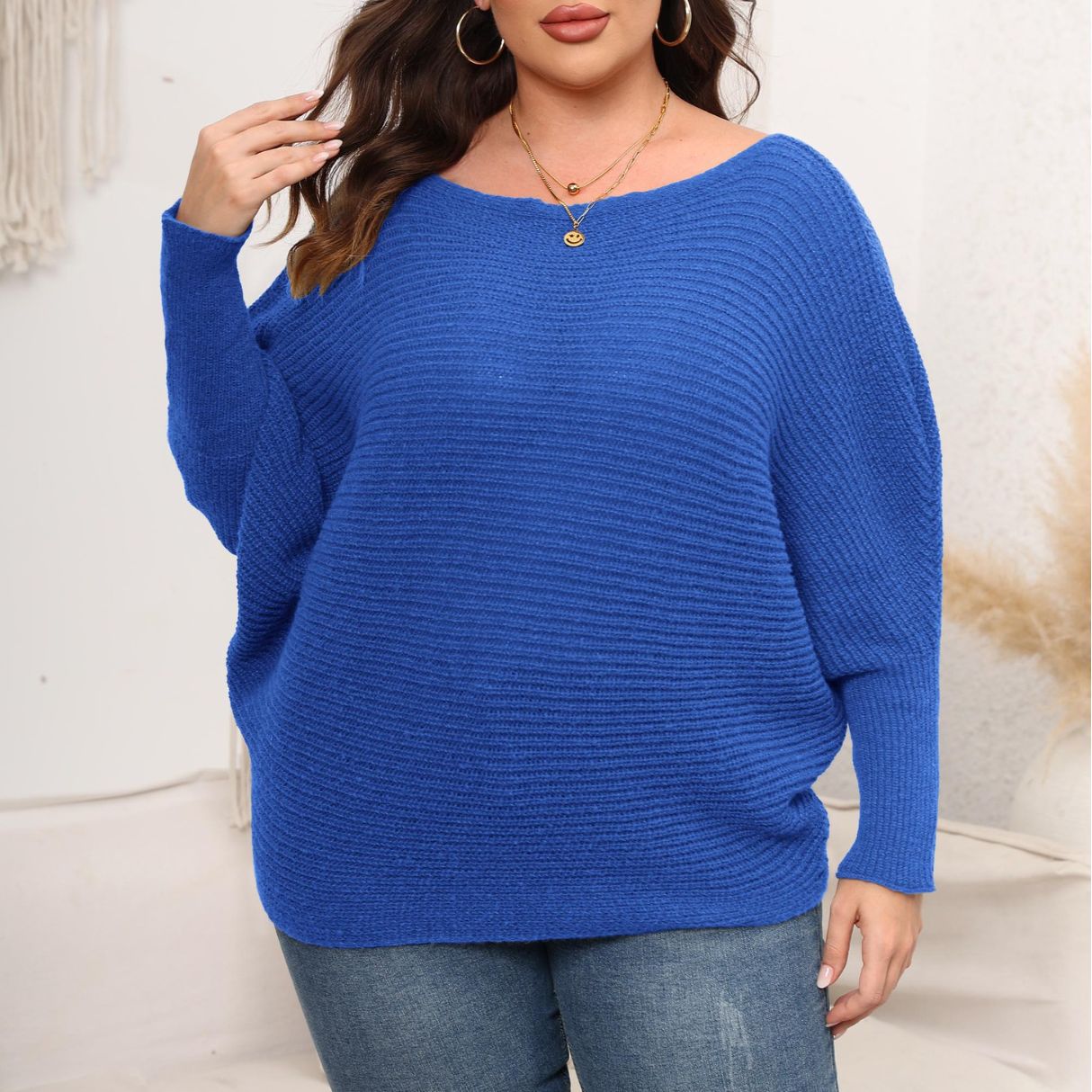Batwing Sleeve Off-Shoulder Knit Sweater For Women