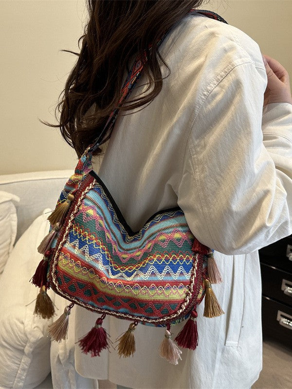 Bohemian Fringe Tote Bag Stylish Crossbody Purse
