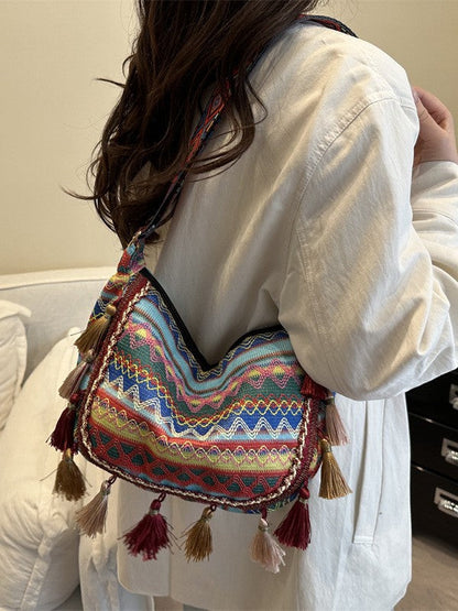 Bohemian Fringe Tote Bag Stylish Crossbody Purse