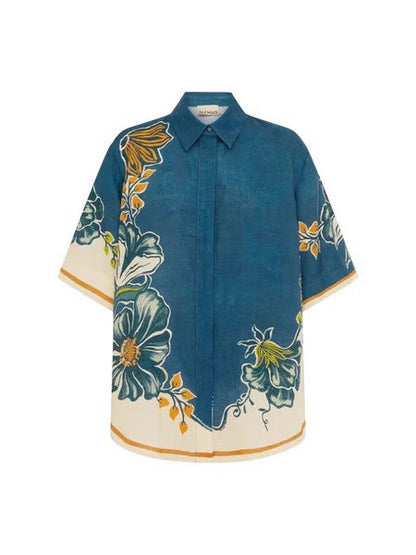 Casual Chic Loose-Fit Short Sleeve Shirt Set