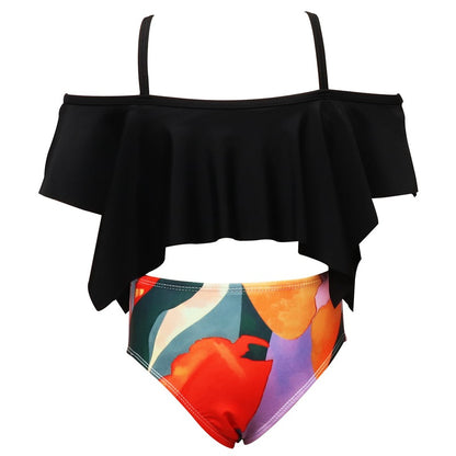 New Kids' Swimsuit Set With Floral Print And High Elasticity