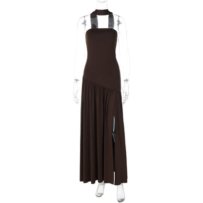 Elegant Strapless Bodycon Maxi Dress With Back Slit