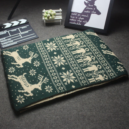 Autumn And Winter Christmas Snowflake Fawn Elk Knitted Scarf Thickened Double-Sided Couple Scarves For Men And Women