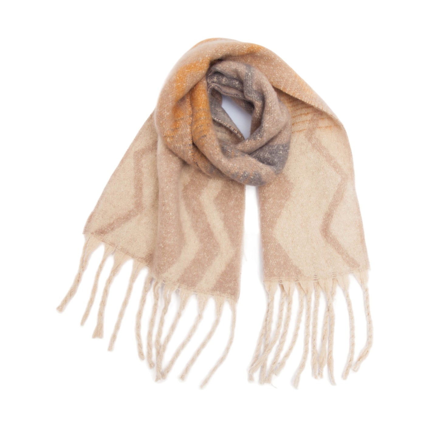 Gradient Color Print Tassel Scarf