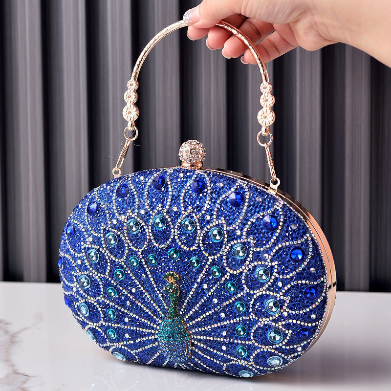 Vintage Peacock Rhinestone Evening Bag Elegant Party Purse