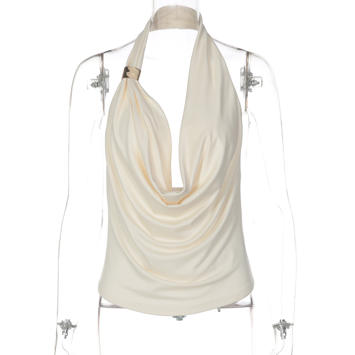 New Solid Color Backless Halter Neck Tank Top for Women