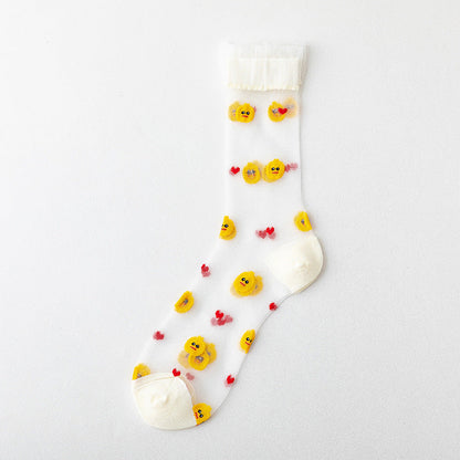 Rufia - Adorable Embroidered Sheer Socks