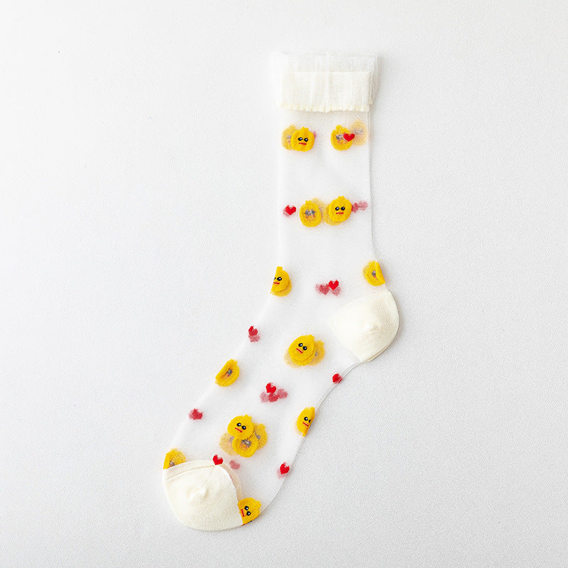 Rufia - Adorable Embroidered Sheer Socks