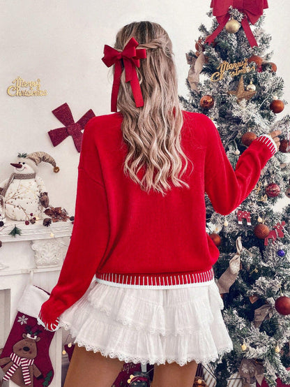 Casual Round Neck Knit Christmas Pullover Sweater