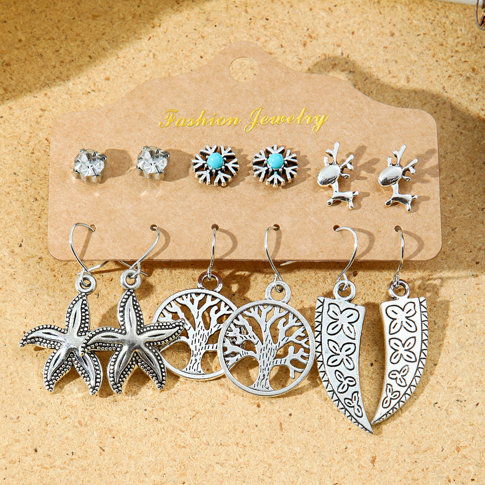 Bohemian Style Metal Earrings with Tassels and Geometric Shapes