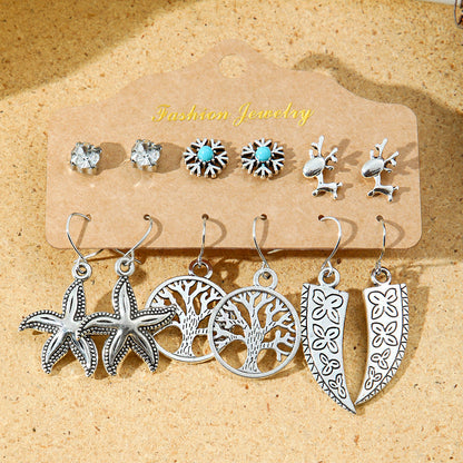 Bohemian Style Metal Earrings with Tassels and Geometric Shapes