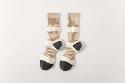 Striped Color Block Casual Crew Socks