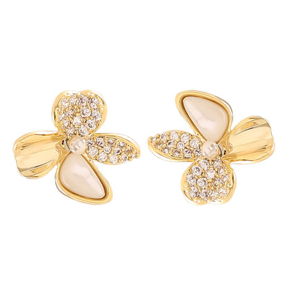 Elegant Shell Butterfly Pearl Earrings With 925 Silver Posts