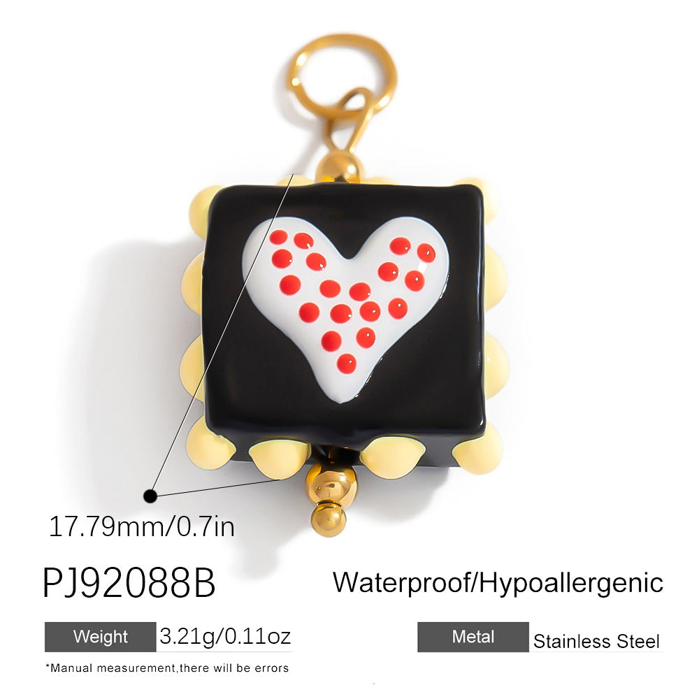 Hand-Painted DIY Jewelry Accessories Summer Dopamine Glass Heart Pendant