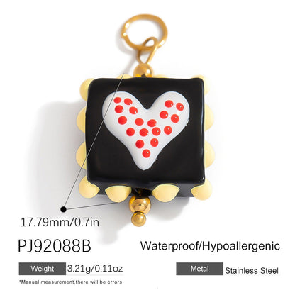 Hand-Painted DIY Jewelry Accessories Summer Dopamine Glass Heart Pendant