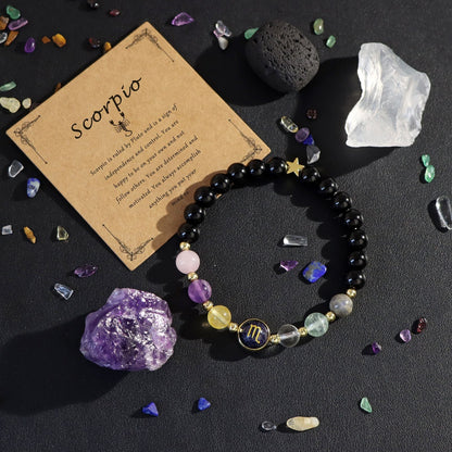 Vintage 12 Constellations Stone Beaded Bracelets