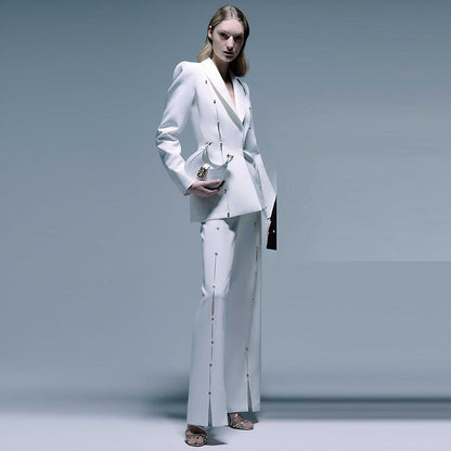 Hollow Out Blazer Pants Set