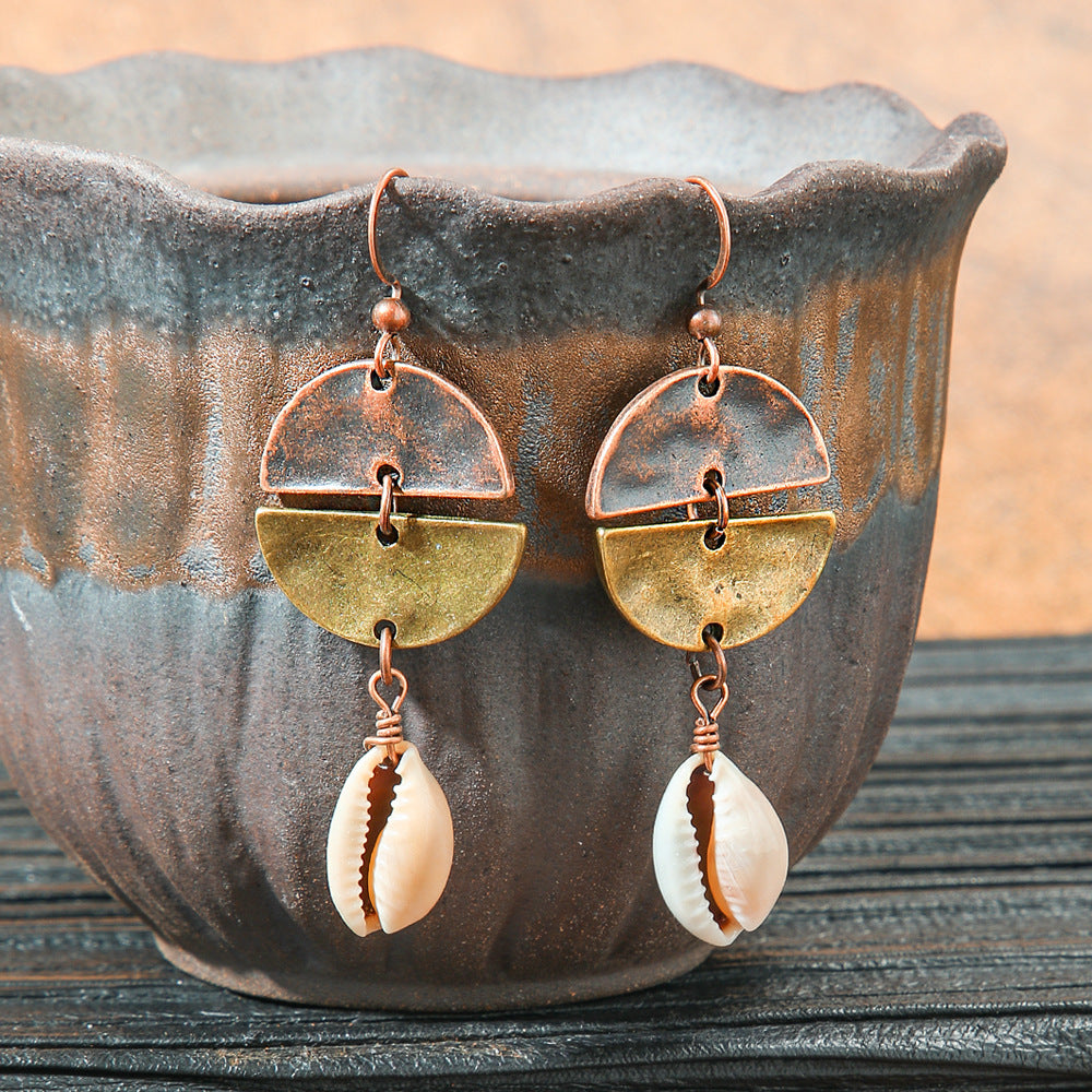 Retro Geometric Tassel Earrings Vintage Style for Women
