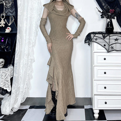 Vintage Style Long Dress with Texture Fabric