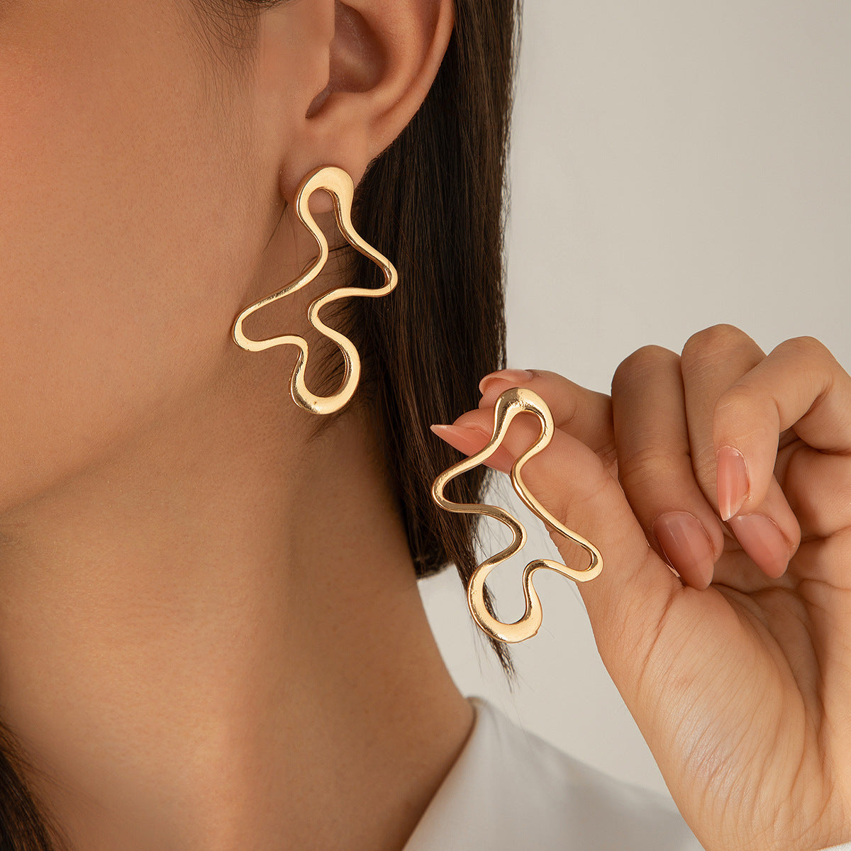 Unique Liquid Lava Metal Heart Drop Earrings