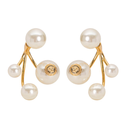 Vintage Floral Pearl Stud Earrings With 925 Silver Posts
