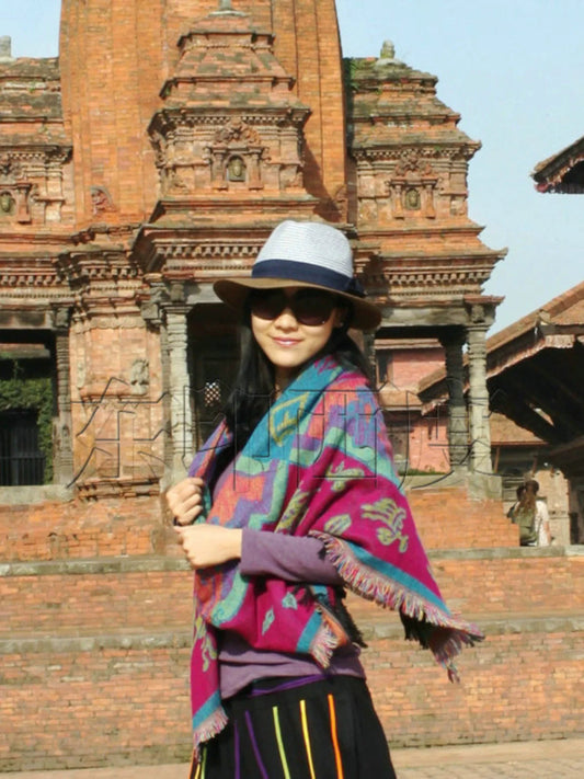 Nepal Vintage Printed Shawl Women'S Imitation Cashmere Warm Ethnic Style Tibetan Scarf