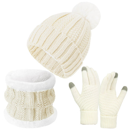 Winter Knitted Warm Gloves, Hat, Scarf Set - Thickened Cozy Design