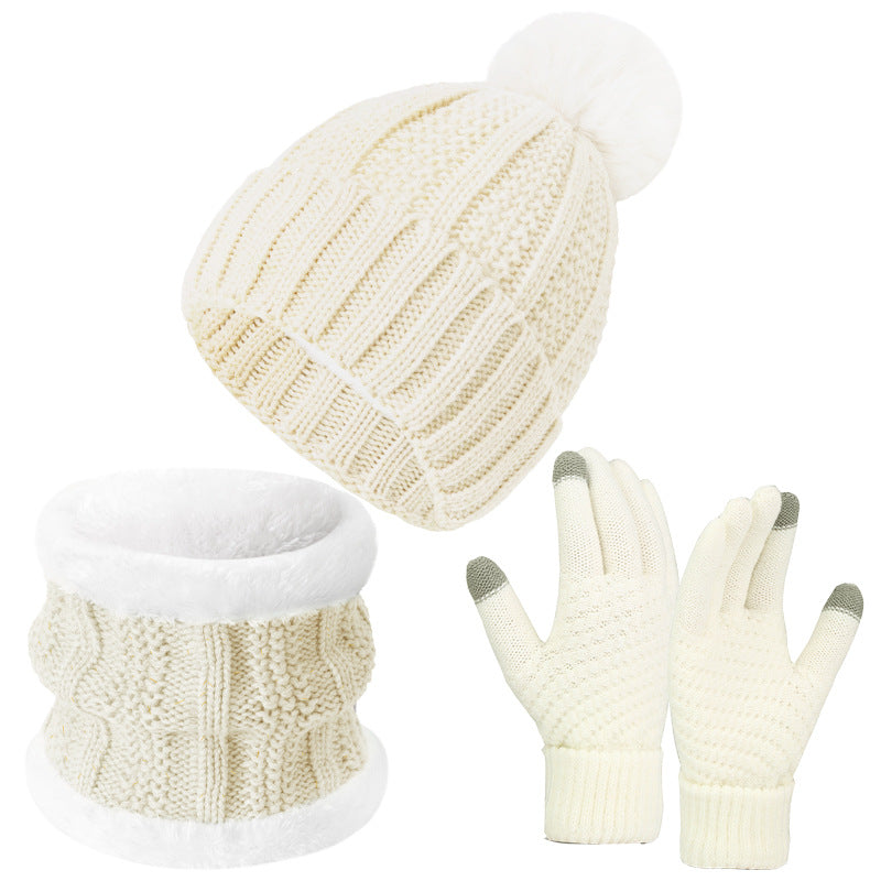 Warm Winter Knit Hat Scarf Gloves Set for Outdoor Activities