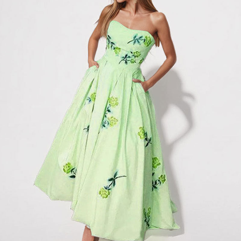 Elegant Floral Print High-Waist Maxi Dress for Women