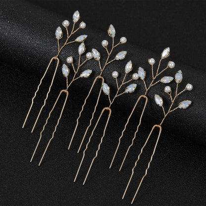 Emerald U-Shaped Hair Pins Set of 6 - Elegant Hair Accessories