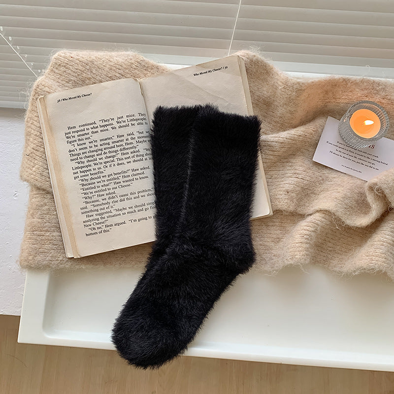 Winter Fuzzy Plush Thicken Warm Crew Socks