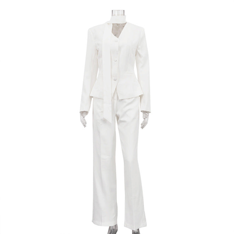 Fashion Commuter V-Neck Long Sleeve Cardigan & Wide Leg Pants Set