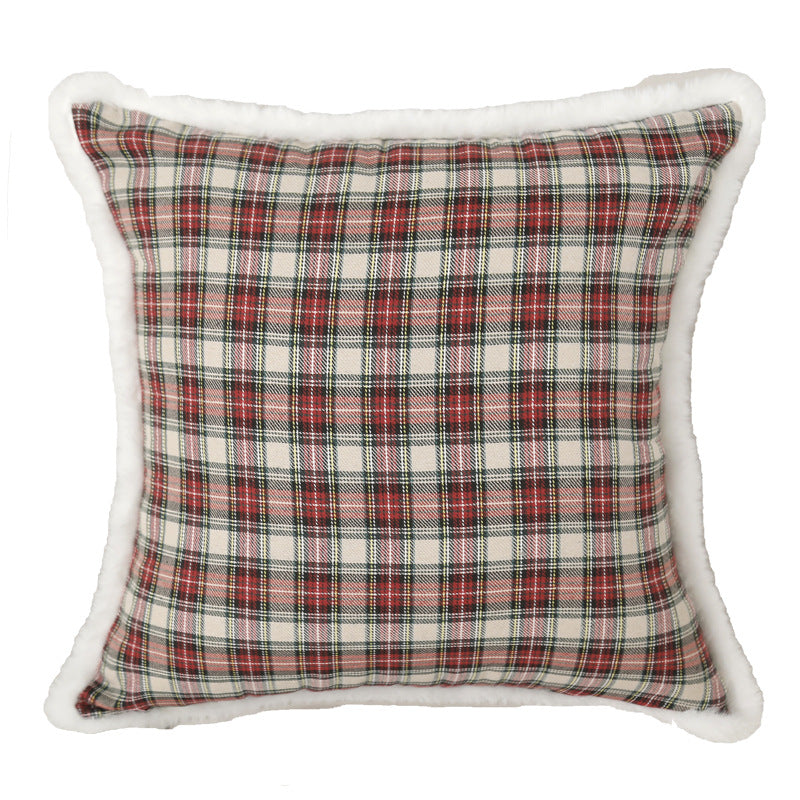 Simple Square Plaid Christmas Throw Pillow Case