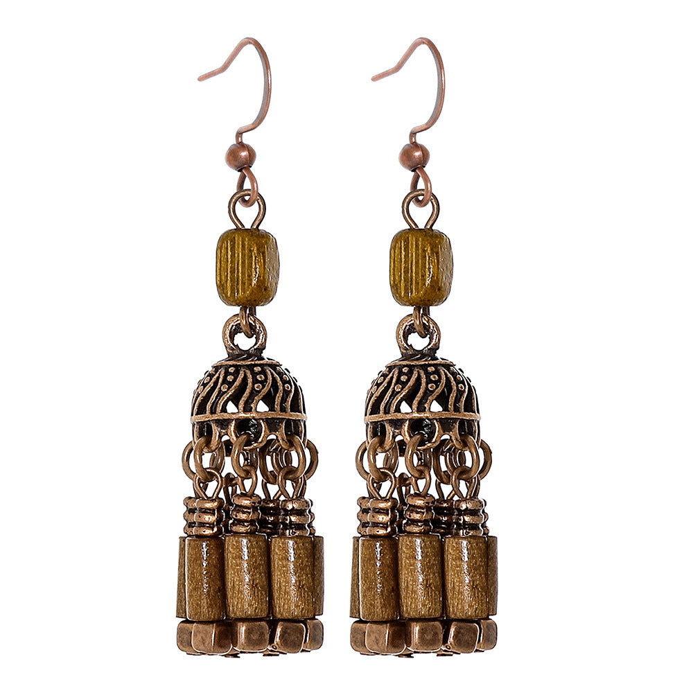 Bohemian Vintage Inspired Earrings with Feather and Tassel Elements