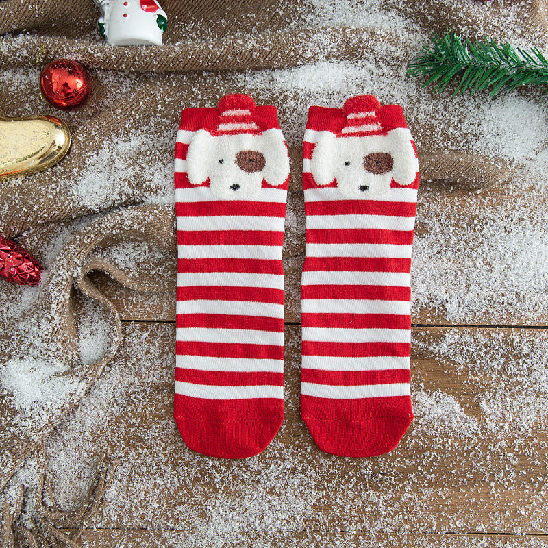 Christmas Reindeer Cartoon Funny Crew Socks