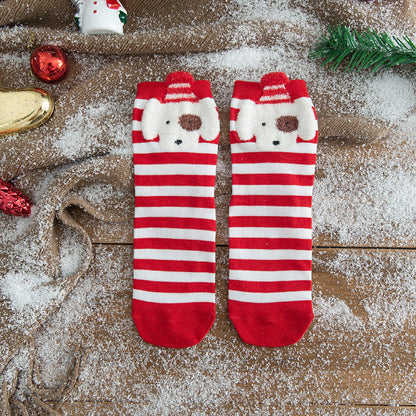 Christmas Reindeer Cartoon Funny Crew Socks