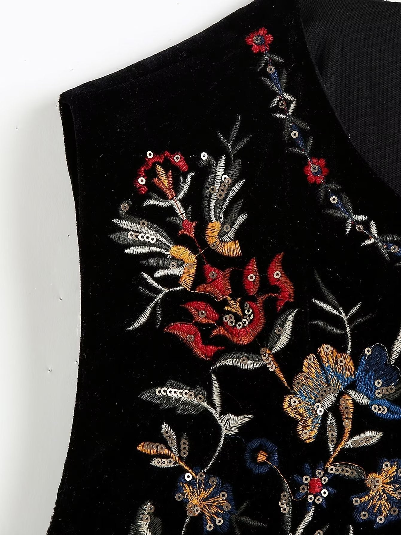 Vintage Flower EmbroideriesÂ Open Front Vest